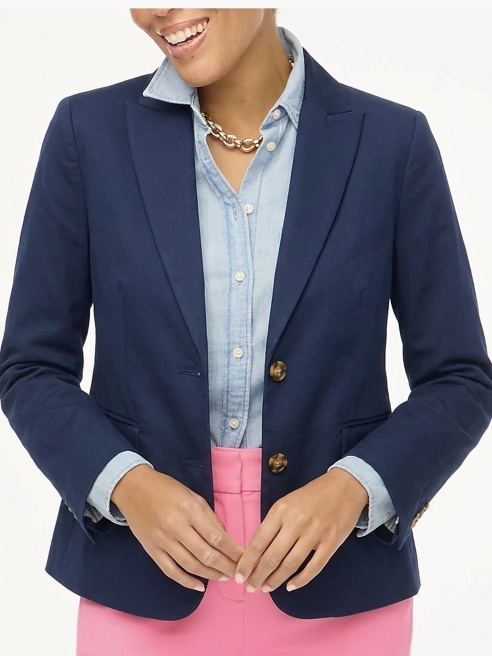 J. Crew Classic Navy Single-Breasted Women's Lined Blazer Size 14 - Picture 1 of 6